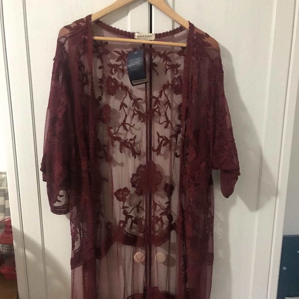 Aha-Kaci Long Lace Kimono